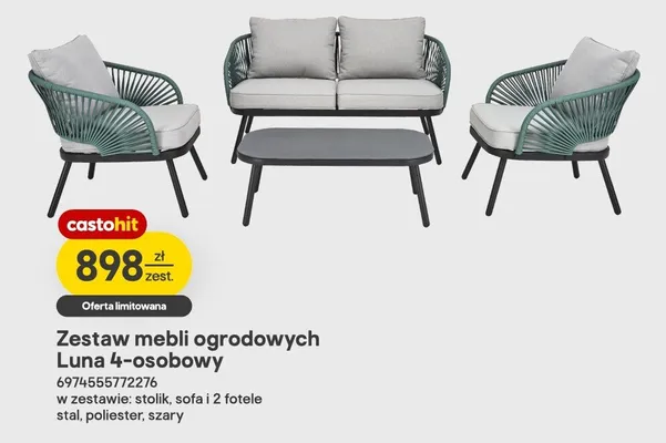 Zestaw mebli ogrodowych Luna 4-osobowy promocja w Castorama