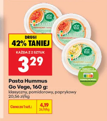 Pasta Hummus klasyczny Go Vege promocja w Biedronka