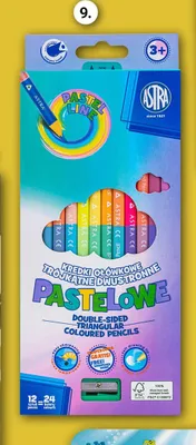 Kredki ołówkowe dwustronne pastelowe Astra 12/24 kolorów promocja w Smyk