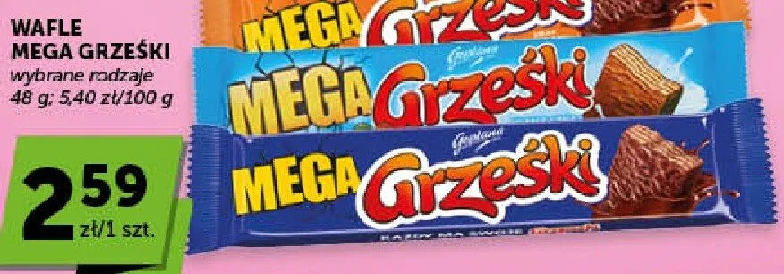 Wafle Mega Grzeski wybrane rodzaje promocja w Groszek