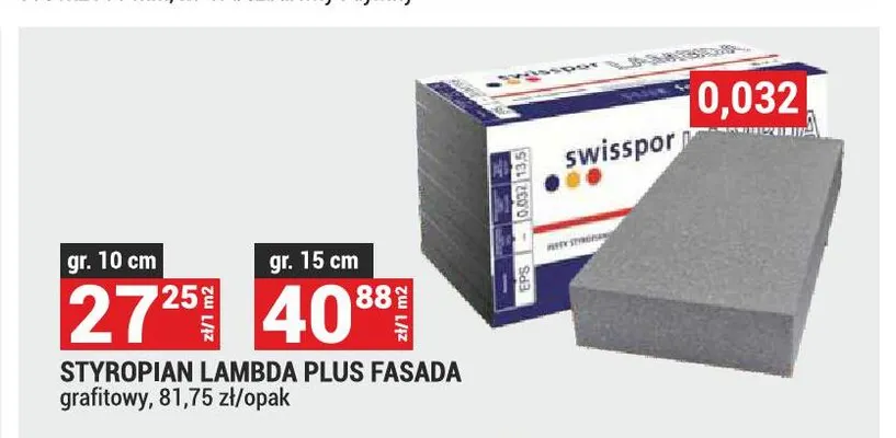 Styropian Lambda Plus Fasada grafitowy Swisspor 10 cm promocja w Merkury Market