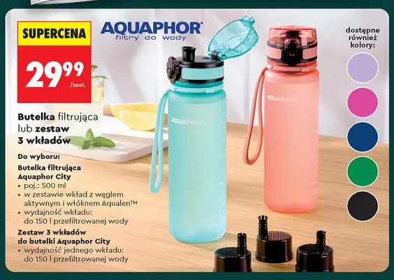 Butelka filtrująca Aquaphor City 500 ml promocja w Biedronka