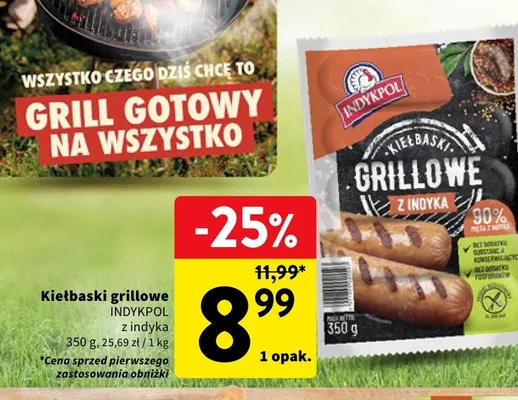 Kiełbaski grillowe z indyka Indykpol promocja w Intermarche