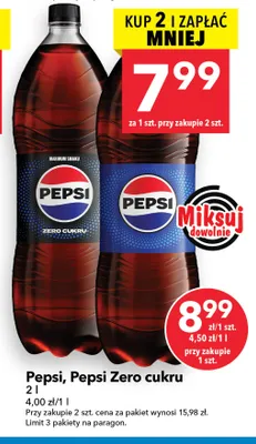 Napój gazowany Pepsi Zero cukru promocja w LEWIATAN