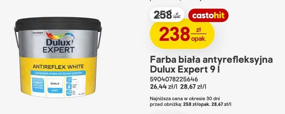 Farba biała antyrefleksyjna Dulux Expert promocja w Castorama