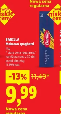 Makaron spaghetti Barilla promocja w Lidl