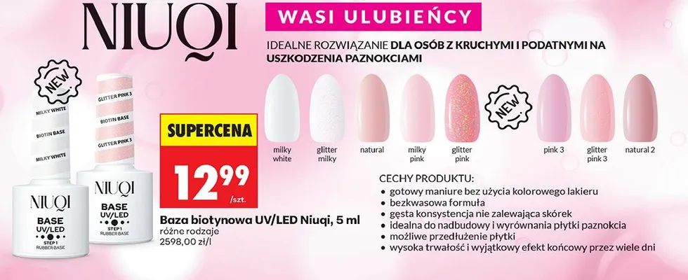 Baza biotynowa UV/LED Niuqi milky white promocja w Biedronka