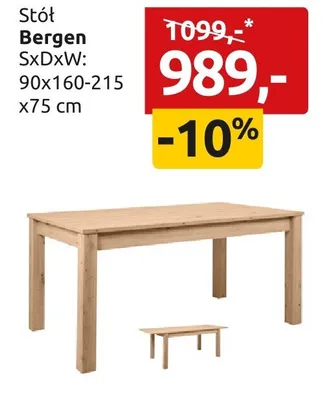 Stół Bergen SxDxW: 90x160-215 x75 cm promocja w Black Red White