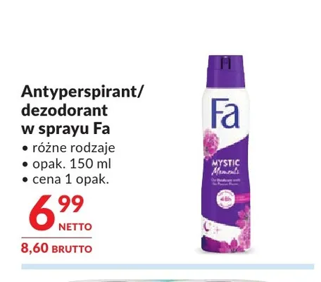 Antyperspirant/dezodorant w sprayu Fa promocja w Makro
