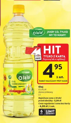 Olej słonecznikowy O la la! promocja w Intermarche