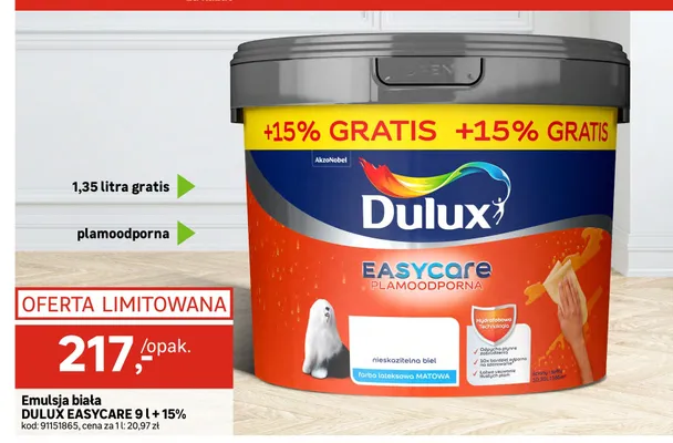 Emulsja biała Dulux Easycare promocja w Leroy Merlin