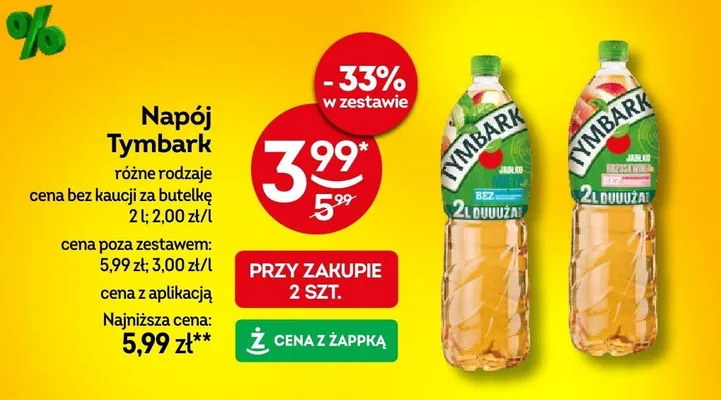 Napój Tymbark różne rodzaje promocja w Żabka