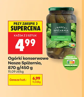 Ogórki konserwowe Nasza Spiżarnia promocja w Biedronka