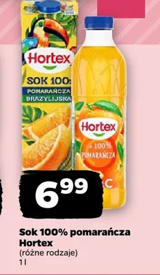 Sok 100% pomarańcza Hortex butelka promocja w Netto