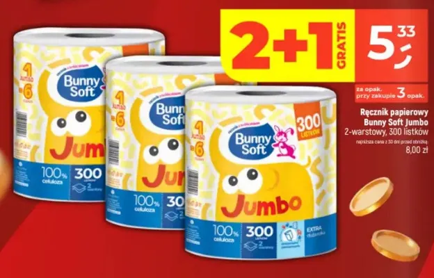 Ręcznik papierowy Bunny Soft Jumbo 2-warstwowy 300 listków promocja w Dealz