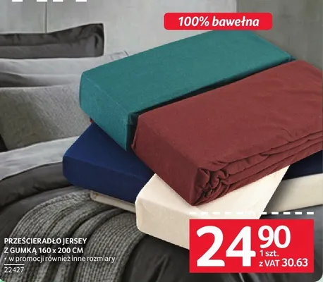 Prześcieradło jersey z gumką 160 x 200 cm promocja w Selgros