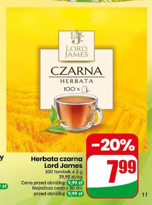 Herbata czarna Lord James promocja w Dino