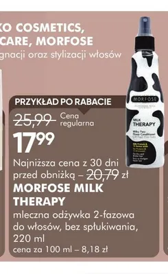 Mleczna odżywka 2-fazowa do włosów bez spłukiwania Morfose Milk Therapy promocja w Super-Pharm