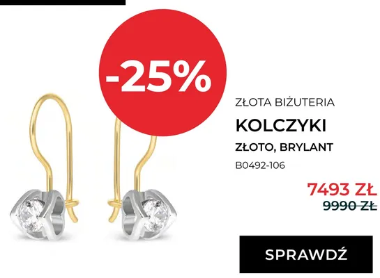 Kolczyki złoto brylant B0492-106 promocja w Briju