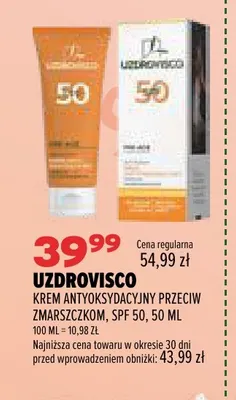 Krem antyoksydacyjny przeciw zmarszczkom SPF 50 Uzdrovisco promocja w Drogerie Natura