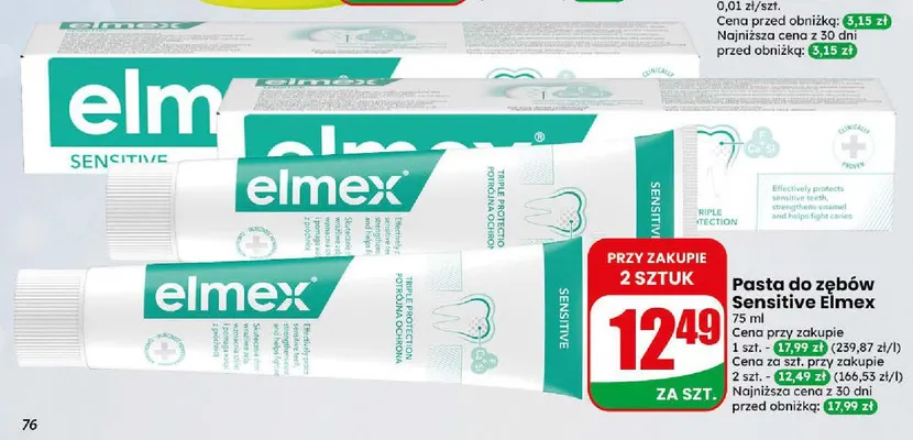 Pasta do zębów Sensitive Elmex promocja w Dino