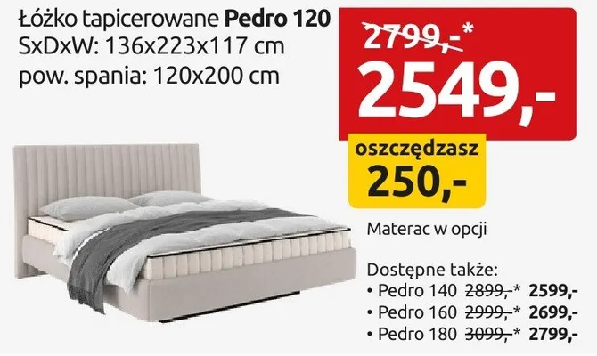 Łóżko tapicerowane Pedro 120 promocja w Black Red White