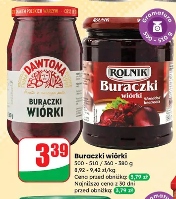 Buraczki wiórki promocja w Dino