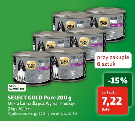 Mokra karma dla psa SELECT GOLD Pure promocja w MAXI ZOO