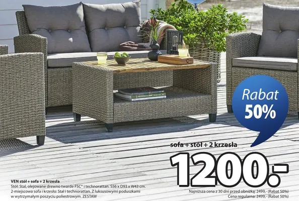 Zestaw mebli ogrodowych VEN sofa + stół + 2 krzesła promocja w Jysk