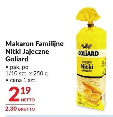 Makaron Familijne Nitki Jajeczne Goliard promocja w Makro