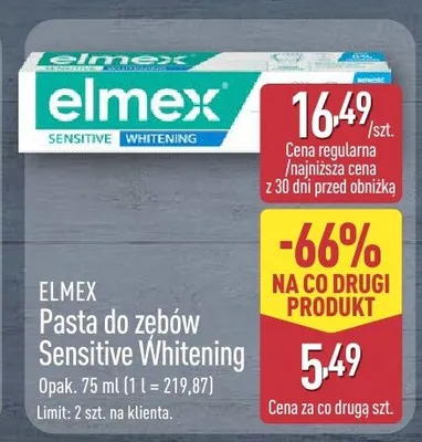 Pasta do zębów Sensitive Whitening Elmex promocja w Aldi