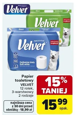 Papier toaletowy, 12 rolek, 3-warstwowy, 2 rodzaje promocja w Carrefour