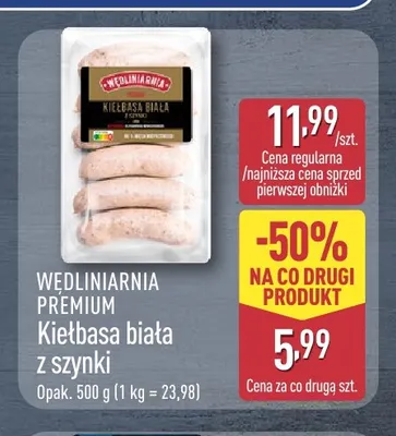 Kiełbasa biała z szynki Wędliniarnia Premium promocja w Aldi