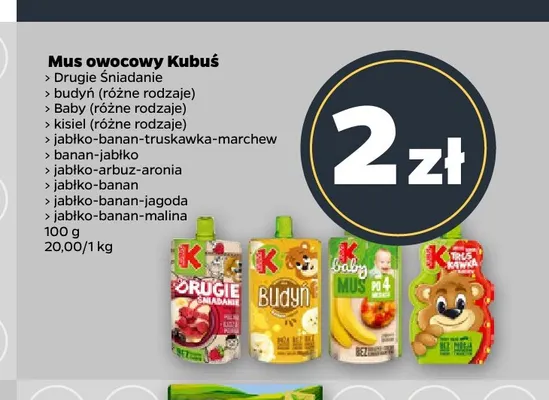 Mus owocowy Kubuś jabłko-arbuz-aronia promocja w Netto