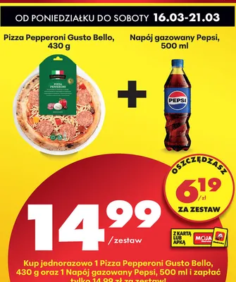 Pizza Pepperoni + Napój gazowany Pepsi promocja w Biedronka