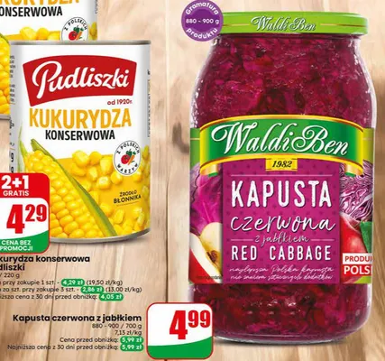 Kapusta czerwona z jabłkiem Waldi Ben promocja w Dino