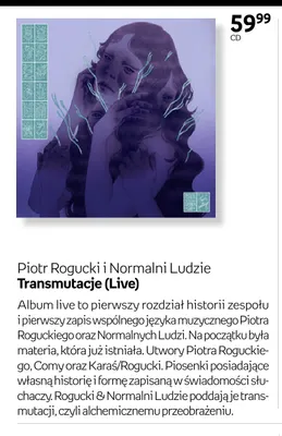 Płyta CD Piotr Rogucki i Normalni Ludzie Transmutacje (Live) promocja w Empik