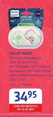 Smoczki uspokajające Ultra Air Nighttime dla niemowląt 0-6 miesięcy Philips Avent 2-pak promocja w Drogerie DM