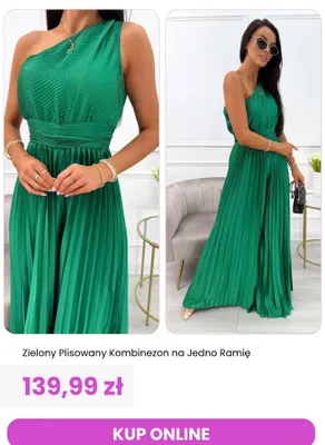 Kombinezon damski plisowany na jedno ramię ModnaKiecka.pl promocja w Modna Kiecka