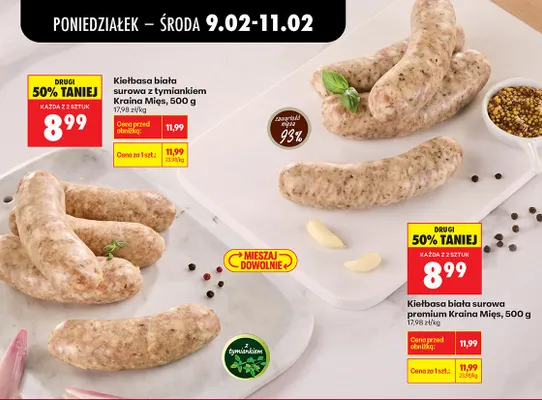 Kiełbasa biała surowa z tymiankiem promocja w Biedronka