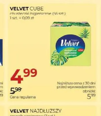 Chusteczki higieniczne Velvet Cube promocja w Drogerie Jawa
