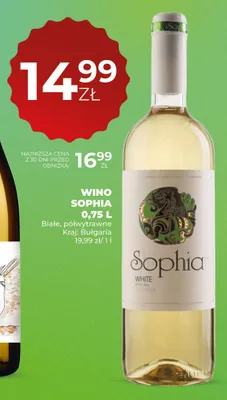 Wino Sophia białe półwytrawne Bułgaria promocja w Duży Ben
