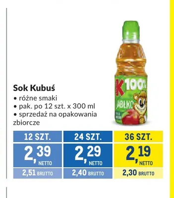 Sok Kubuś promocja w Makro