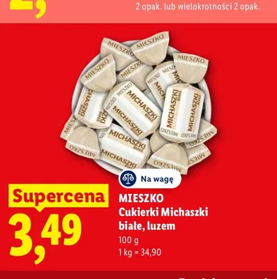 Cukierki Michaszki białe luzem Mieszko promocja w Lidl