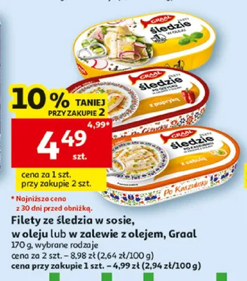 Filety ze śledzia z papryką Graal promocja w Auchan