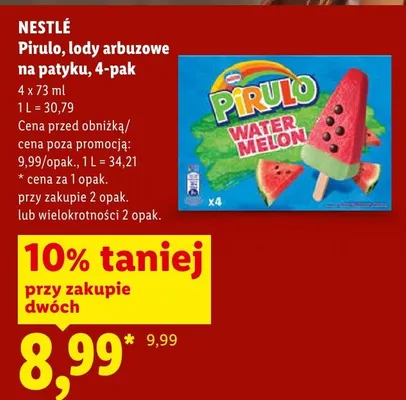 Lody Pirulo arbuzowe na patyku Nestlé 4-pak promocja w Lidl