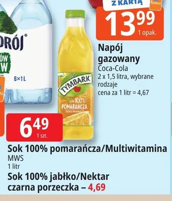 Sok Tymbark 100% jabłko promocja w Leclerc