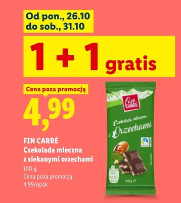 Czekolada mleczna z siekanymi orzechami Fin Carré promocja w Lidl