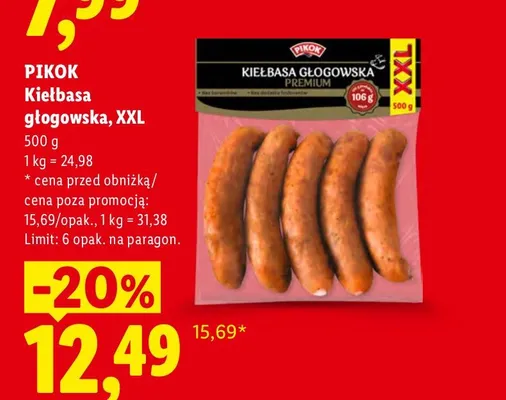 Kiełbasa głogowska Pikok XXL promocja w Lidl