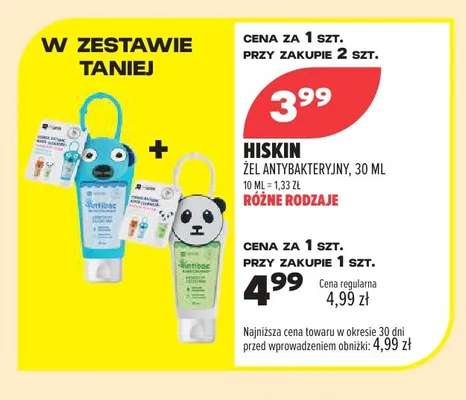 Żel antybakteryjny Hiskin promocja w Drogerie Natura